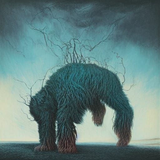 Monstrous Bear in Macro, Unsettling Surrealism