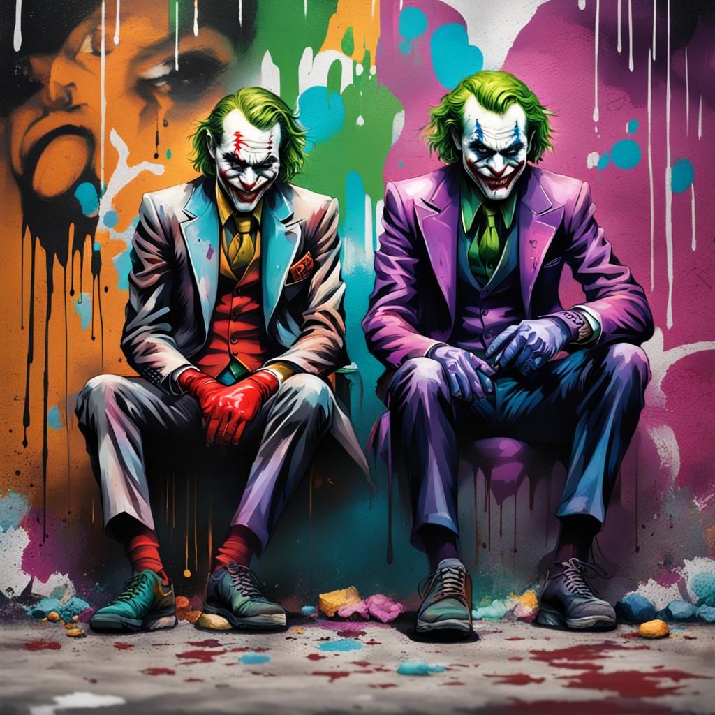 Joker and Harley Quinn: Colorful Graffiti Art Portrait