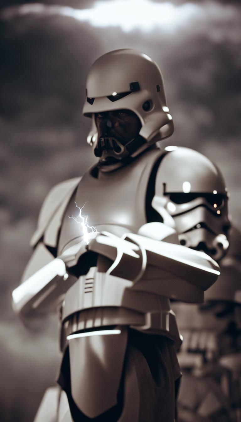 Sith Lord Unleashes Force Lightning: Cinematic Film Still