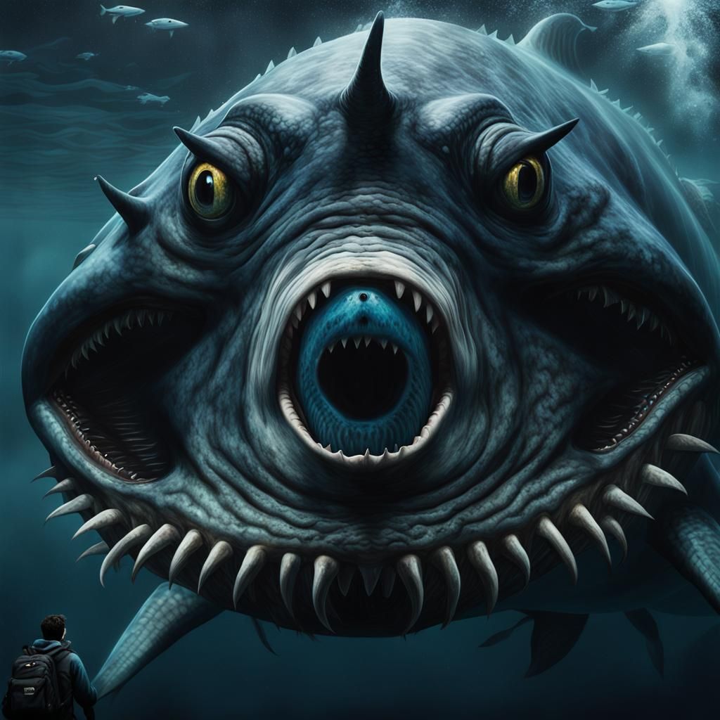 Horrifying Sea Monster Hybrid with Single Eye