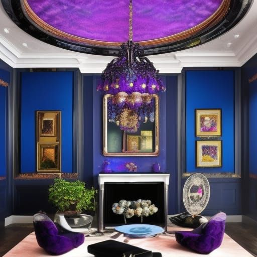 Rainbow moonstone walls with purple Labradorite accents& cobalt blue Labradorite frames& Rose gold& accents& Black opal ...