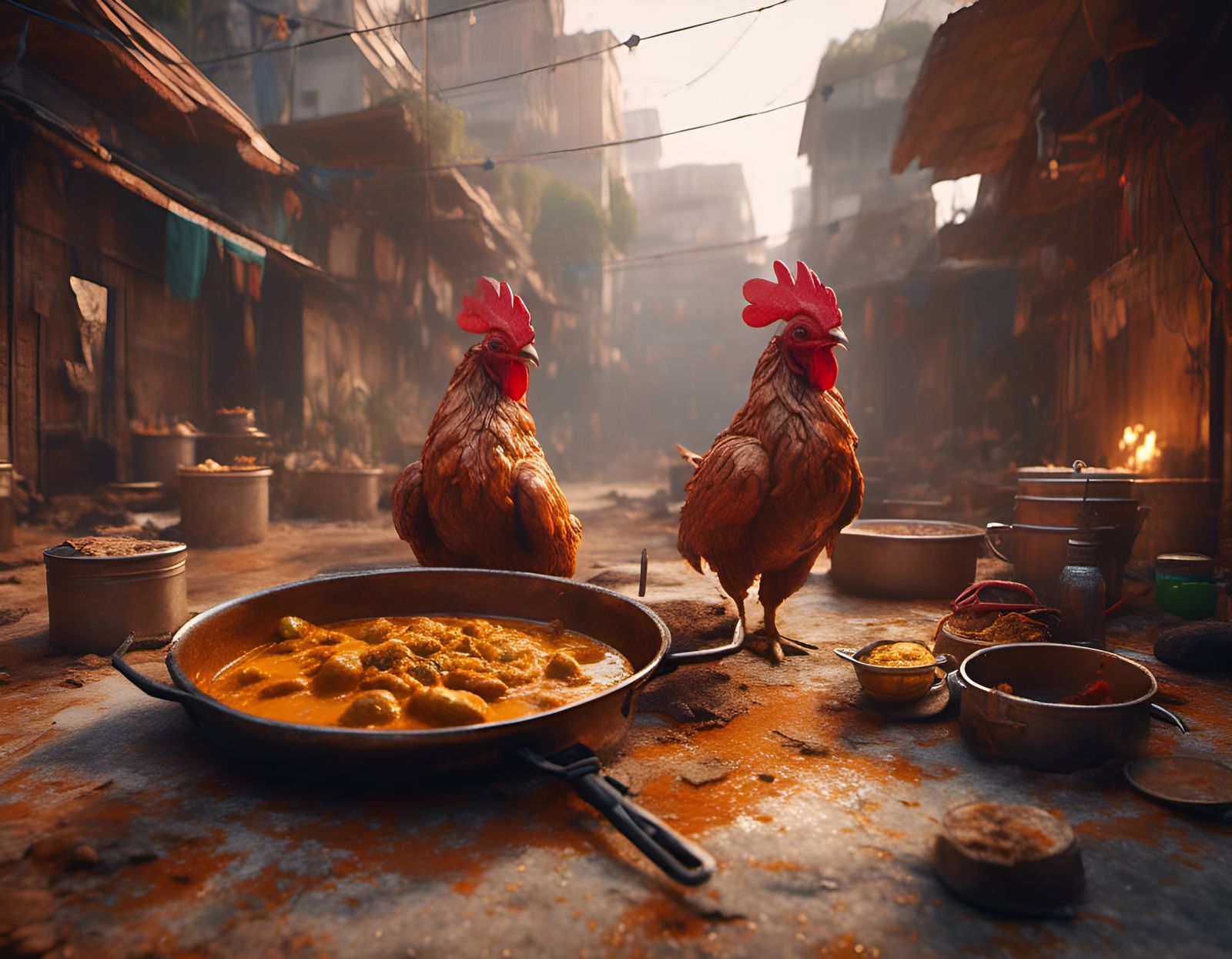 Dystopian Indian Chicken Curry: HD Digital Art