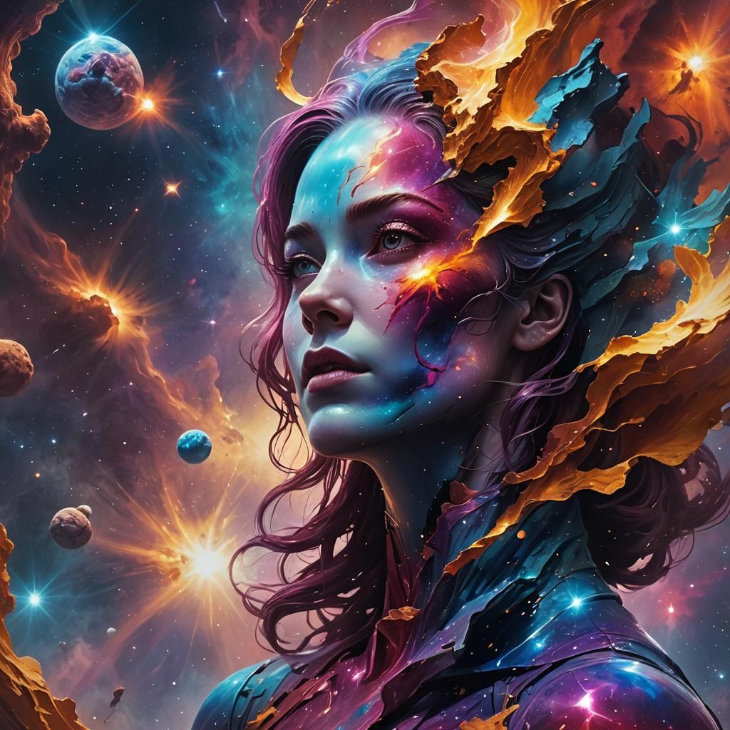 Colorful Nebula in Hyperrealistic Splash Art