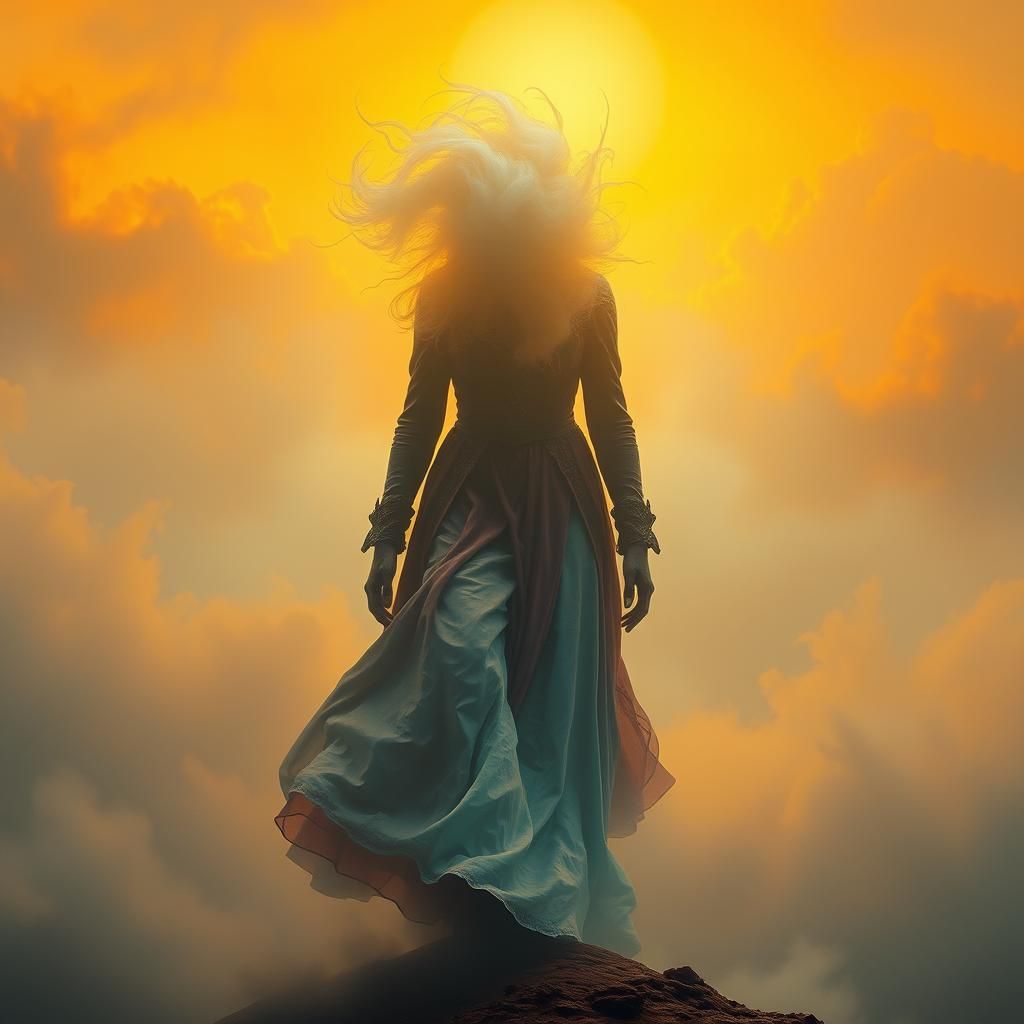 Mysterious Figure in Dreamlike Surrealist Landscape