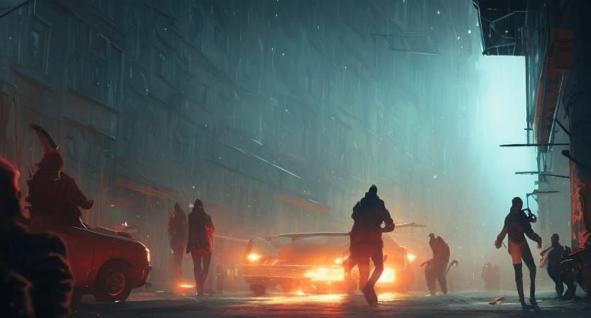 Nostalgic Days: Hyperdetailed Concept Art in Orange and Teal