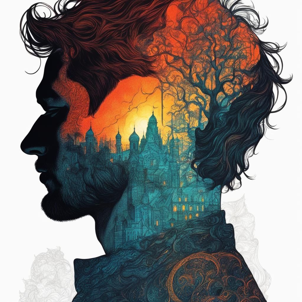 Double Exposure: Romantic Silhouette in Vibrant Colors