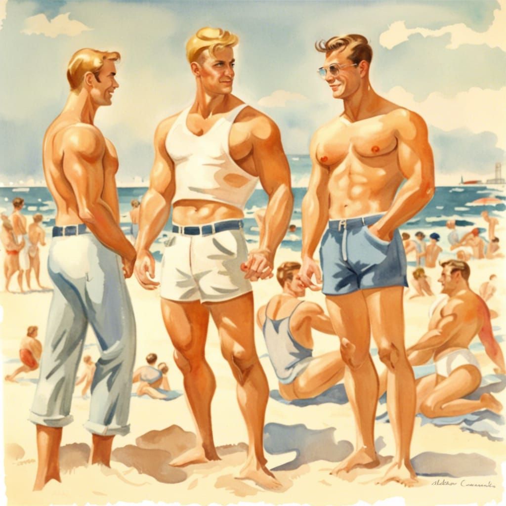 Brighton Beach Hunks in 1960s Pin-Up Style