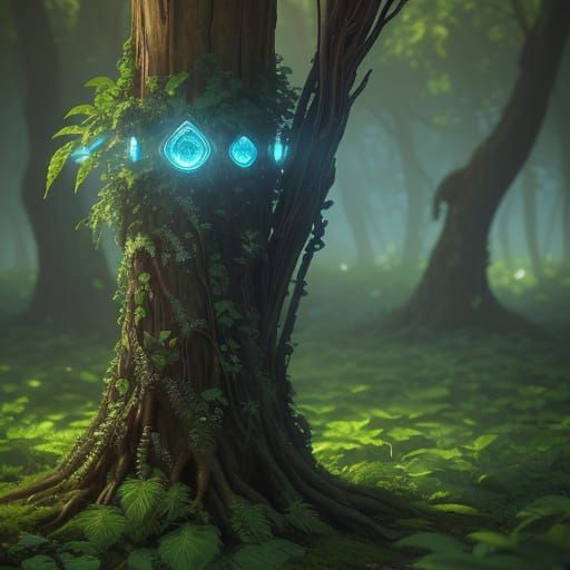 Epic Fantasy Sword with Leafy Handle and Filigree Blade