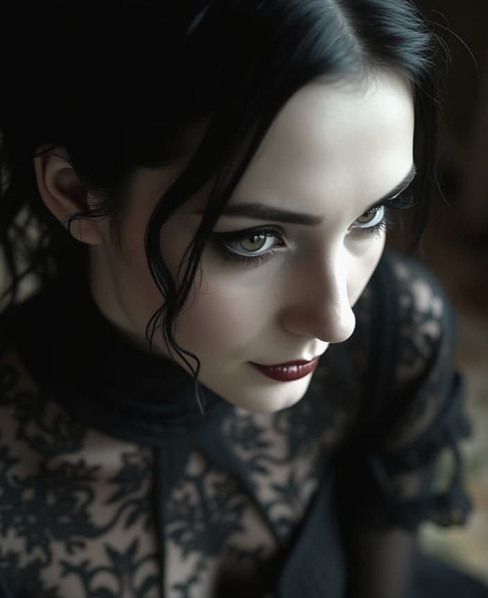 Mysterious Gothic Woman in Rembrandt Lighting