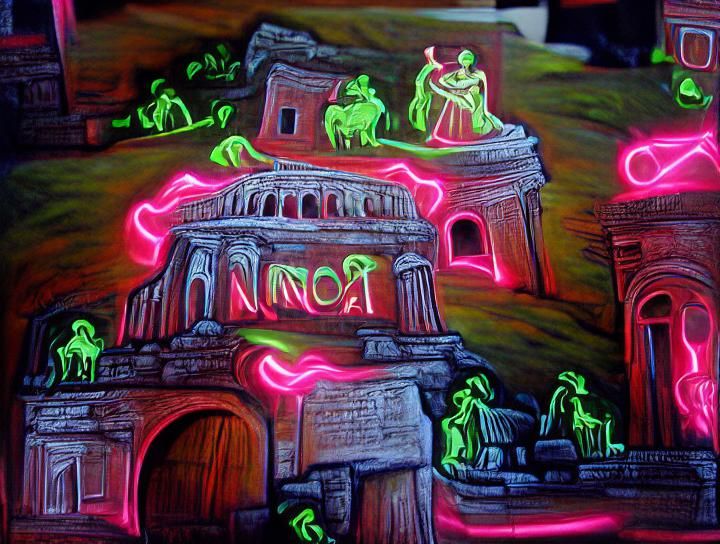 Neon Glow Illuminates Ancient Rome Painting