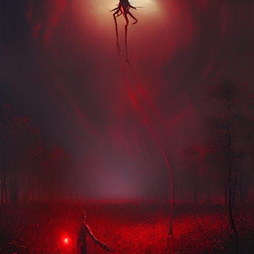 War of the Worlds: Sinister Red Weed Oil Painting