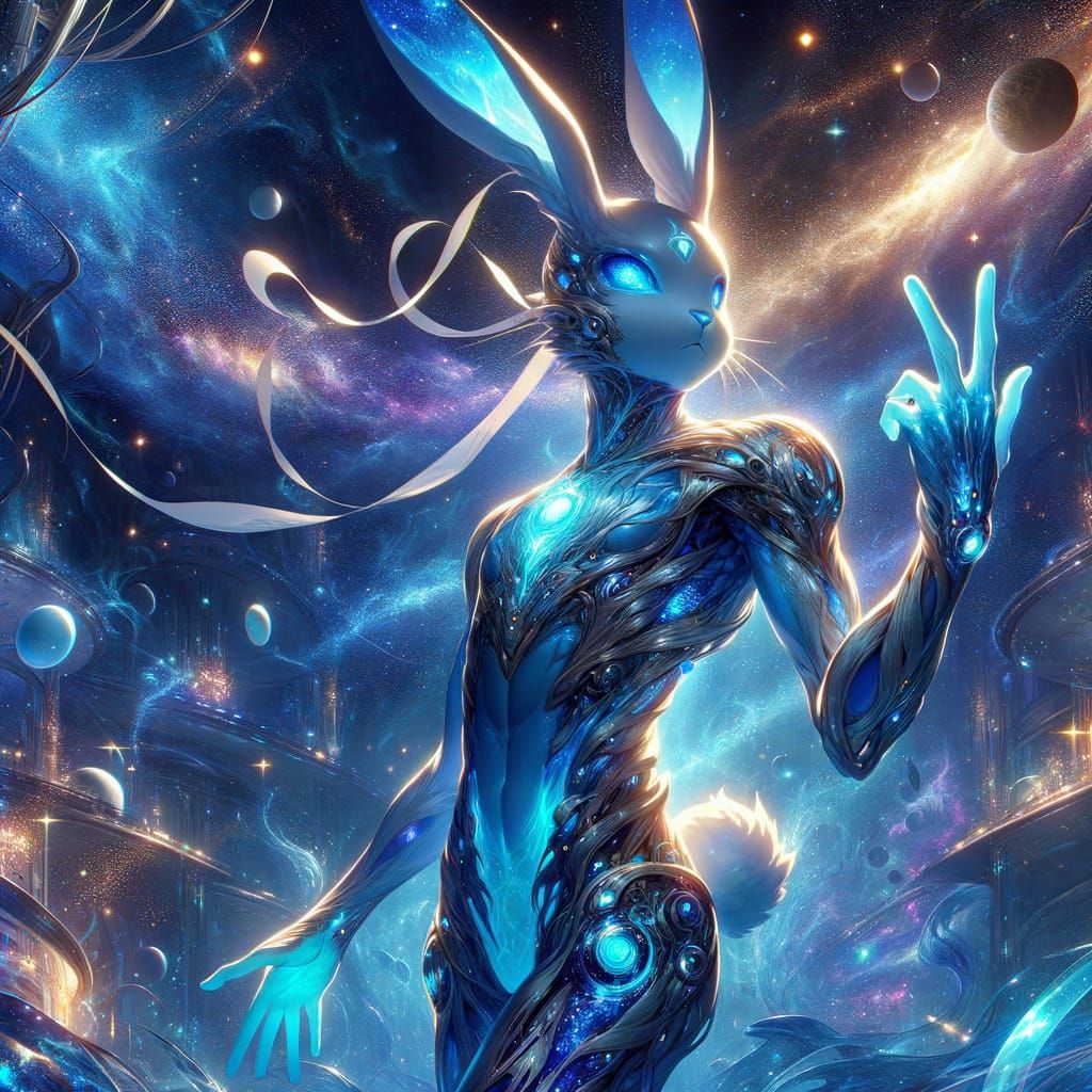 Anime Alien Rabbit Being in Cosmic Space