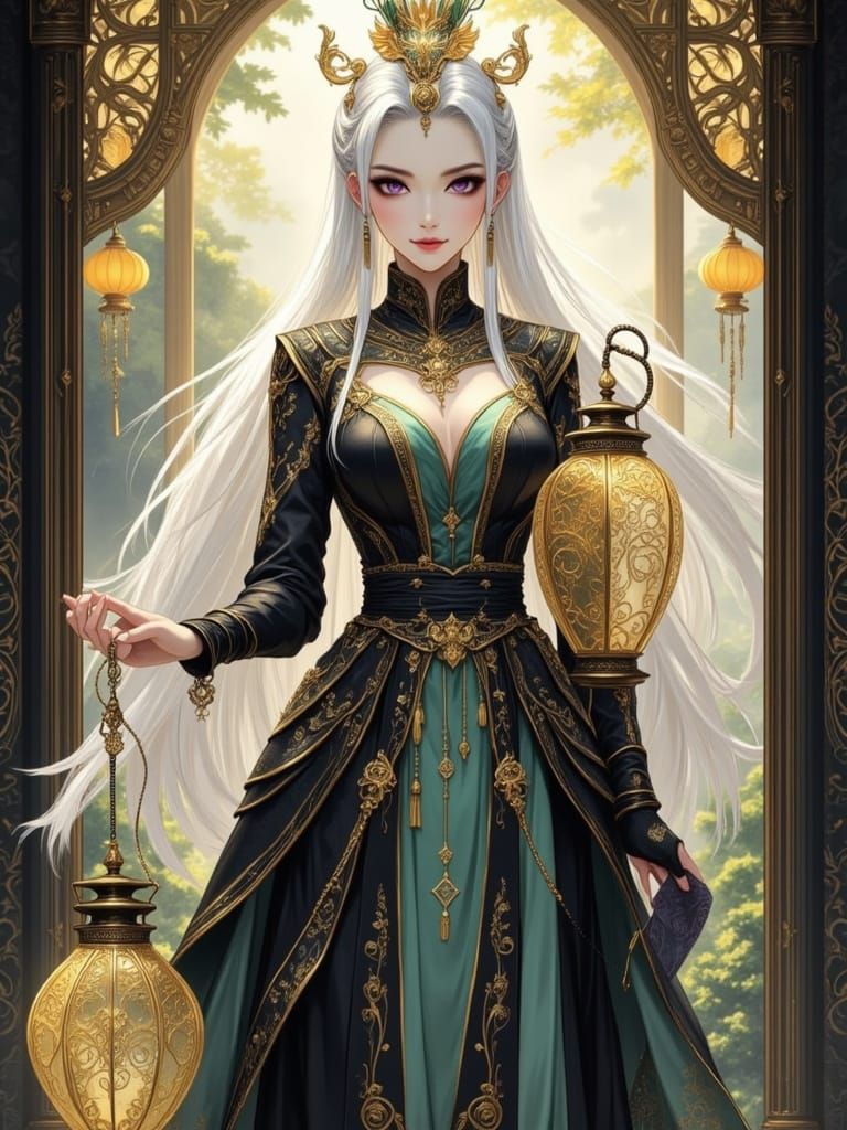 Elegant Woman in Donghua Style With Fan