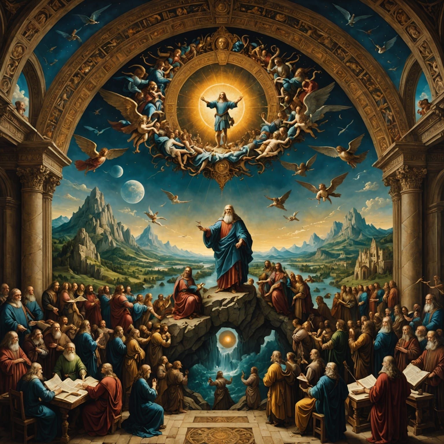 Epic Digital Renaissance Masterpiece: The Creation Reborn