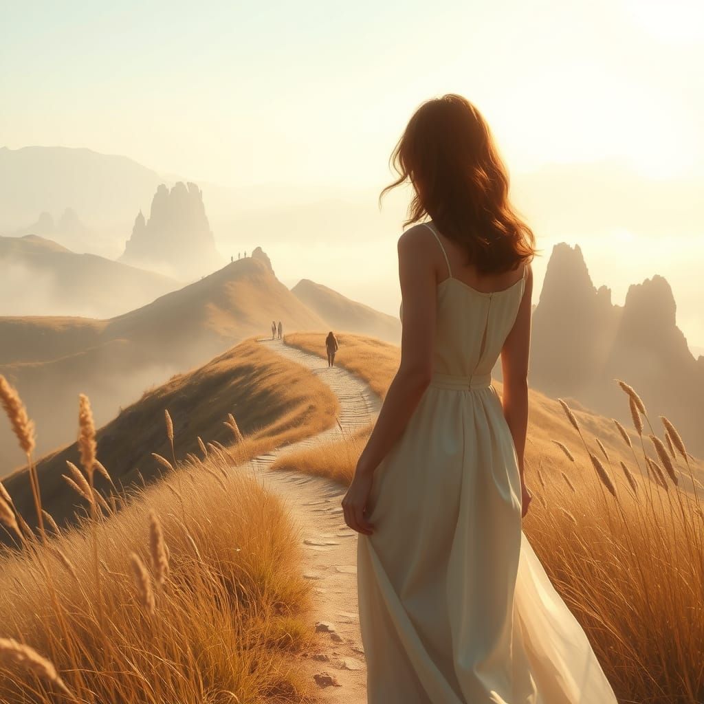 Surrealist Portrait in Dreamlike Landscape