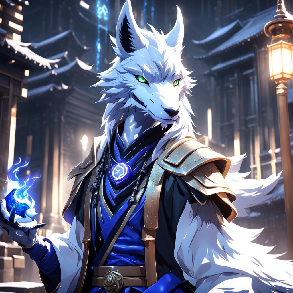 Anime Style Sergal Mage Summoning Magic