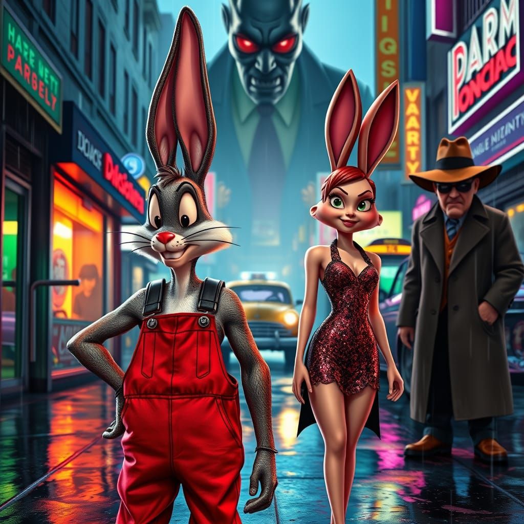 Surreal 1940s Los Angeles Street Scene in Hyper-Realistic Ca...