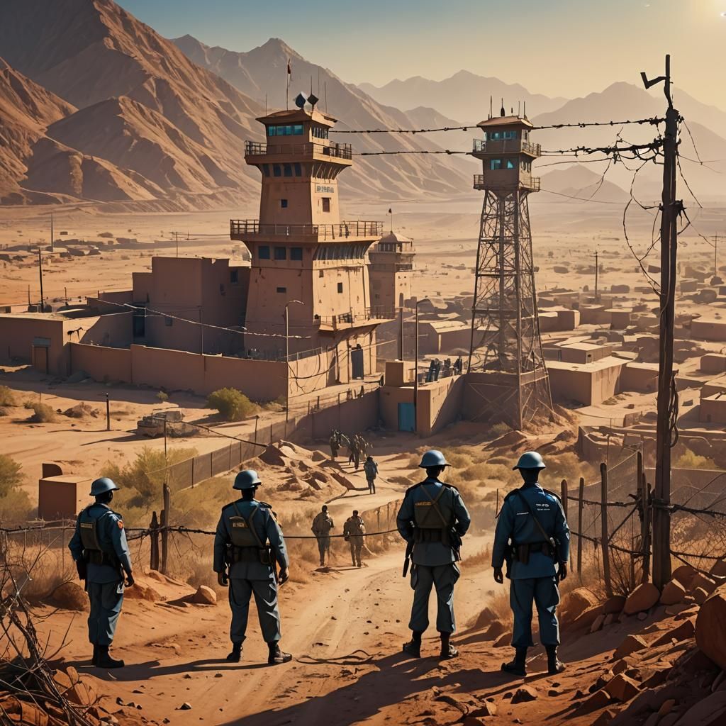 India-Pakistan Border Crossing in Vivid Digital Art