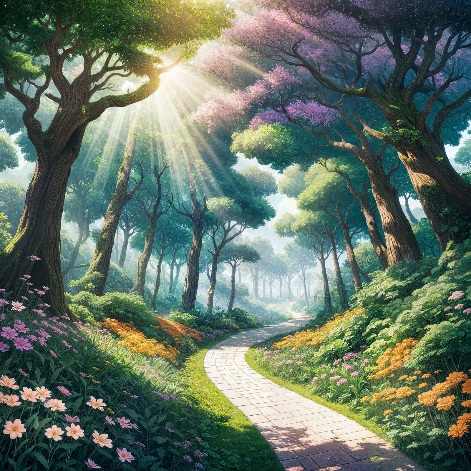 Majestic Paradise Landscape in Vibrant Anime Style