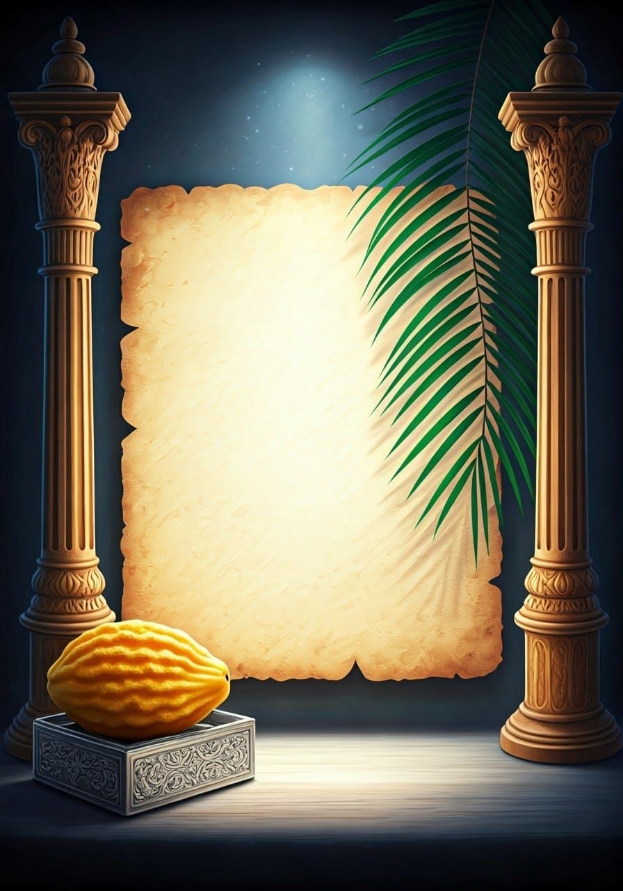 Ornate Parchment Background with Etrog in 3D Render