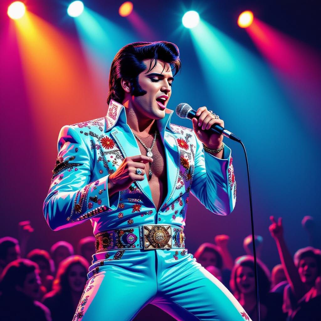 Elvis Presley Live Performance in Sequined Jumpsuit