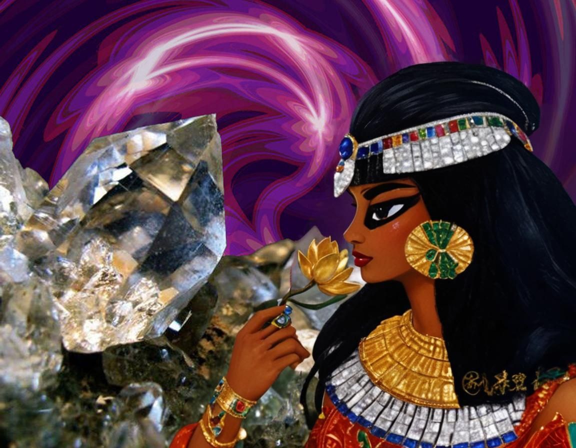 Elegant Egyptian Princess with Lotus Flower in 3D