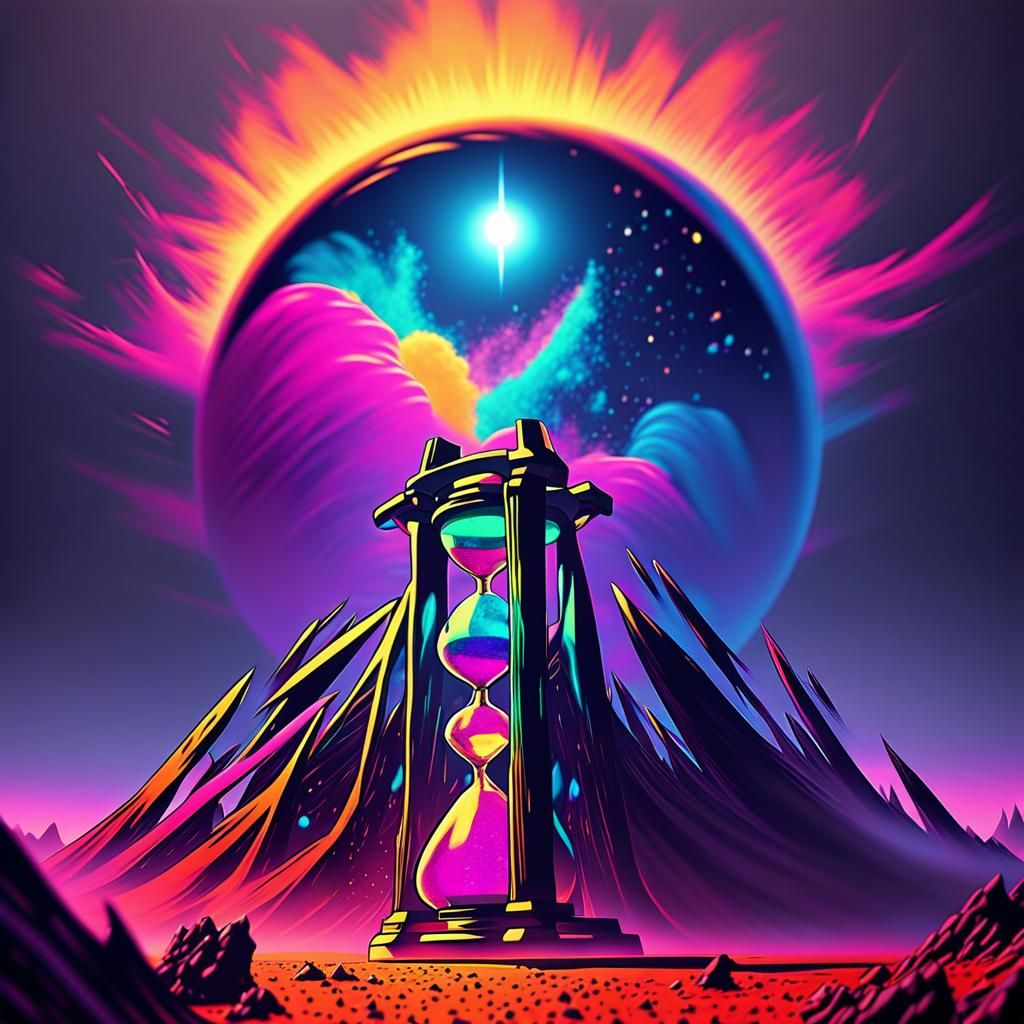 Futuristic Hourglass in Primitivism Digital Art