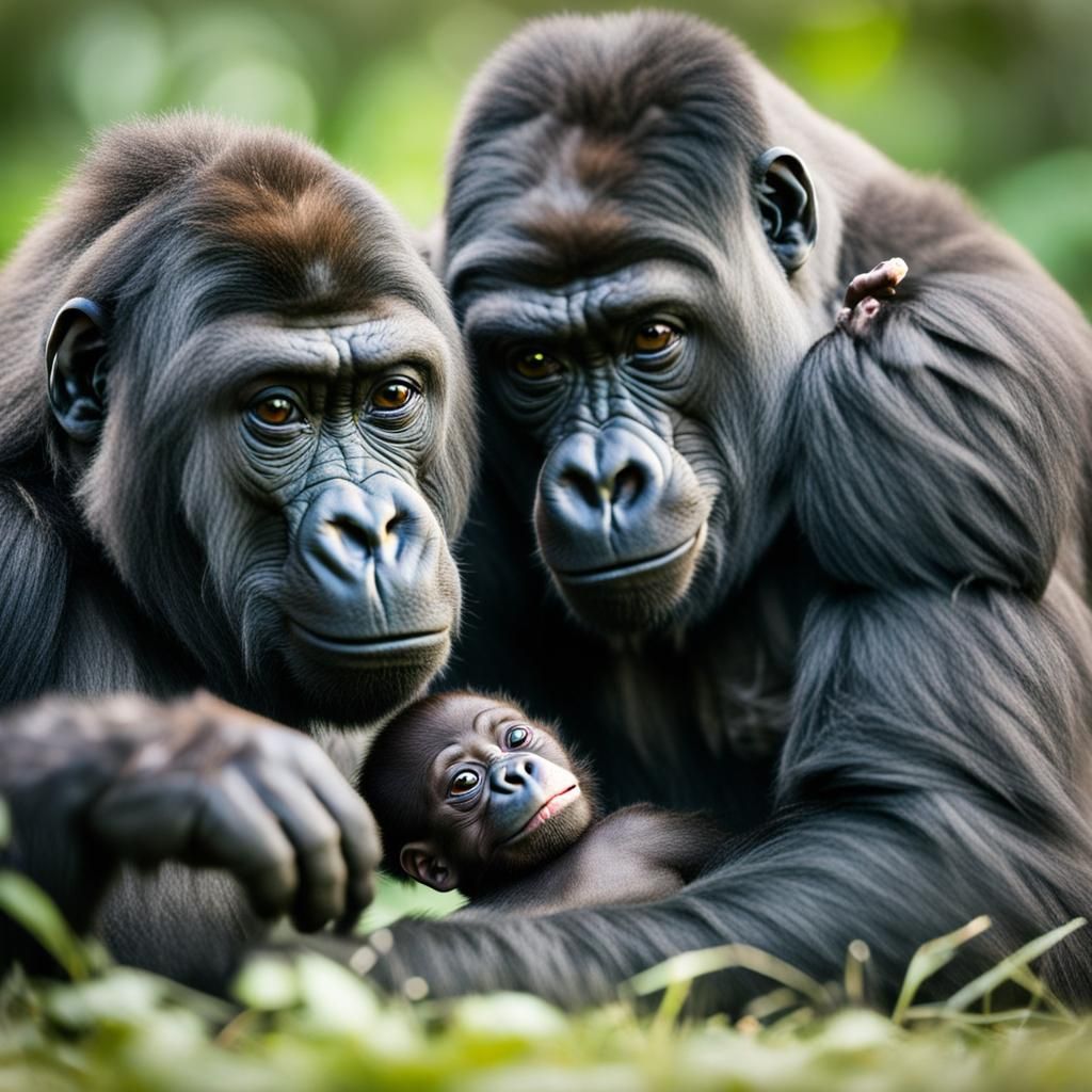 Adorable Baby Gorilla with Mother: Professional Photography