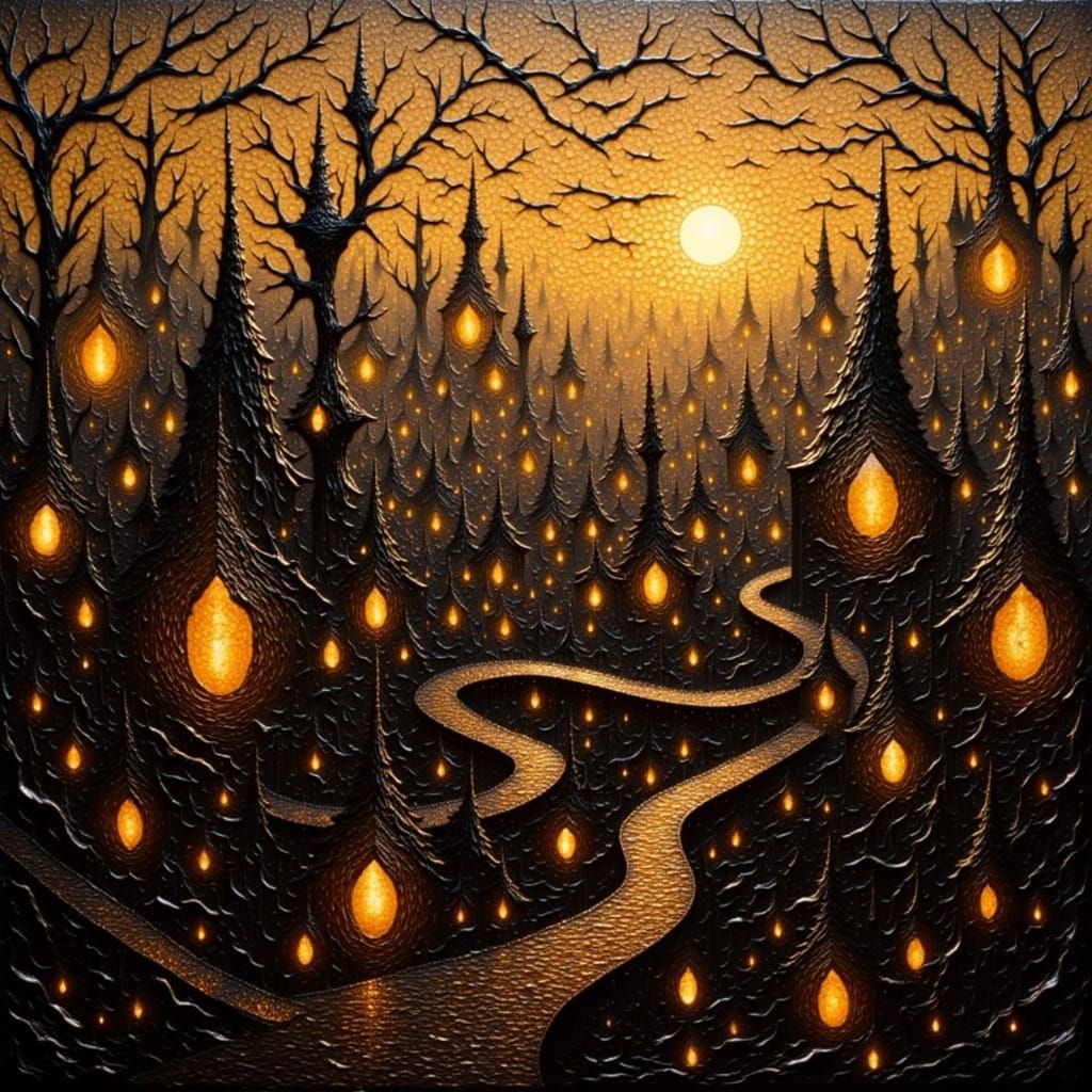 Medieval Cityscape in Warm, Golden Light