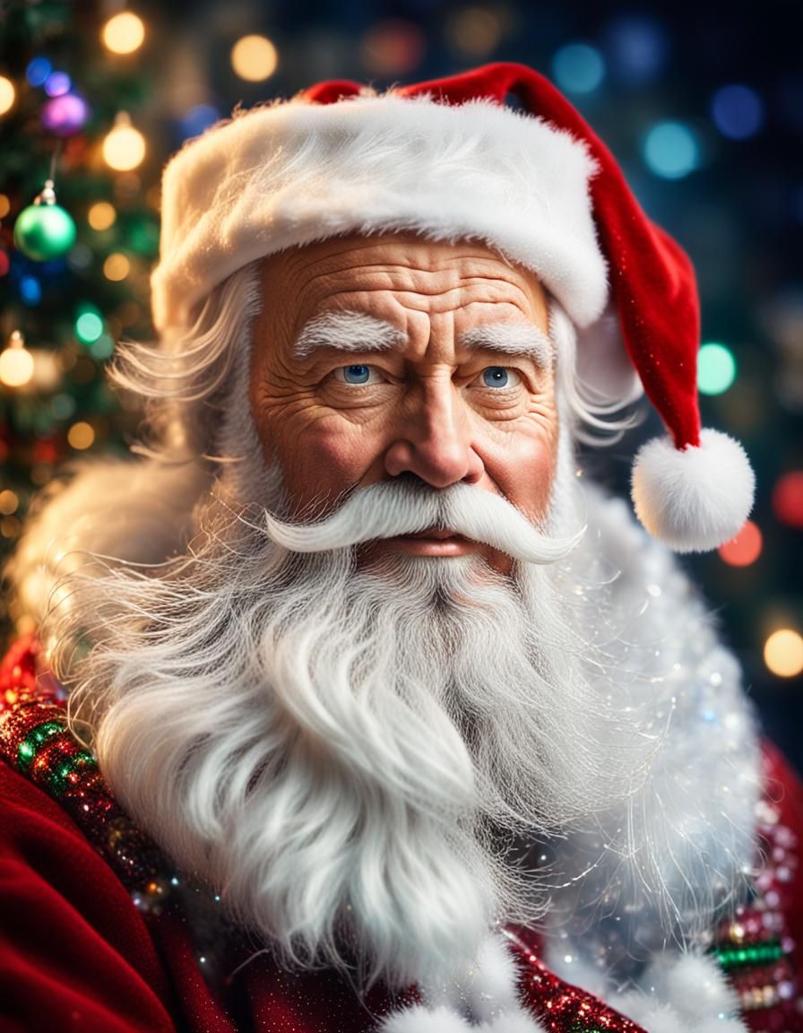 Santa Claus Portrait with Decorated Beard
