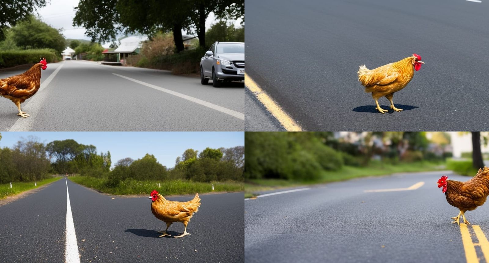 Chicken Crossing Road: AI Generated Image