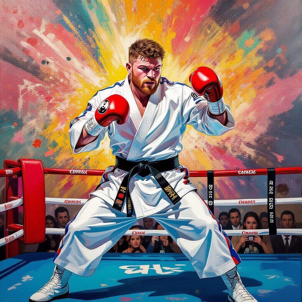 Canelo Alvarez Unleashes Powerful Punch in Dynamic Art Style