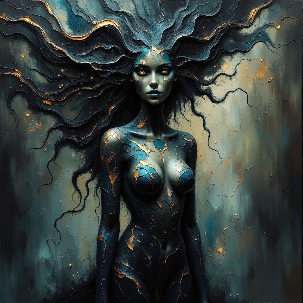 Digital Painting of Enigmatic Cosmic Shadow Being