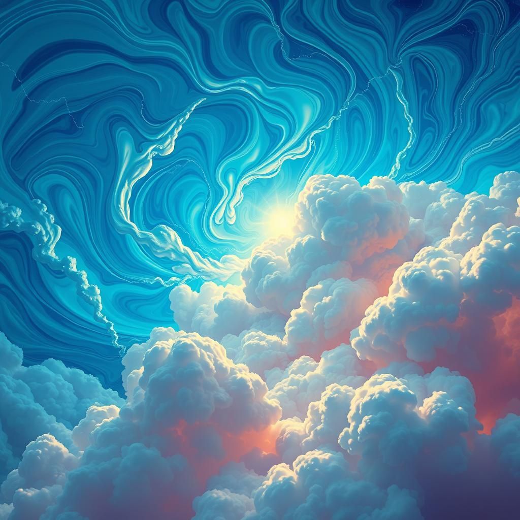 Iridescent Blue Clouds: A Futuristic Connection