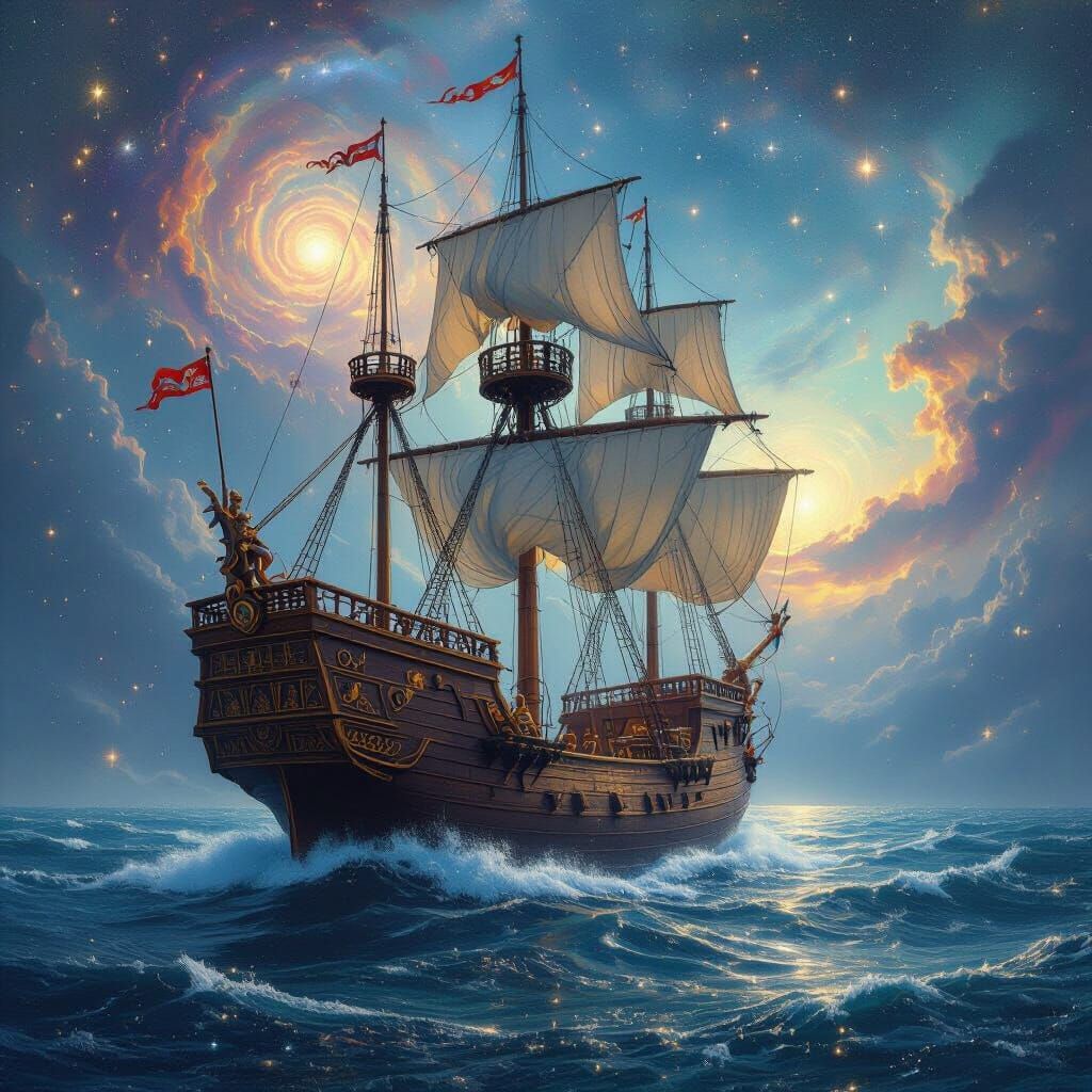 Cosmic Galleon Navigating a Sea of Stars
