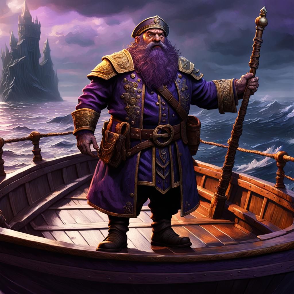 Dwarf Sea Captain in Dark Fantasy Style