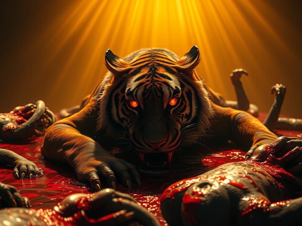 Terrifying Humanoid Tiger in Gore Scene