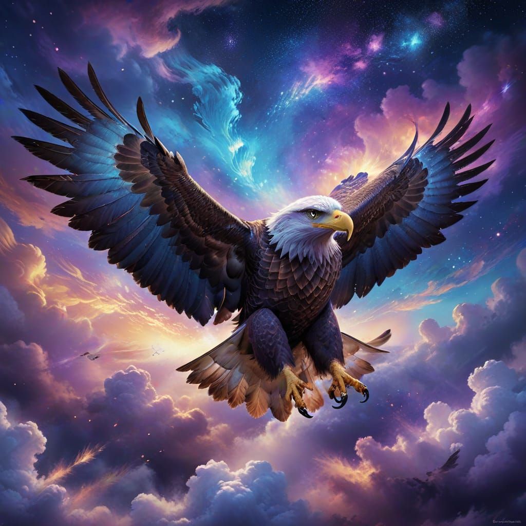 Majestic Eagle Soars Through Dreamscape Sky