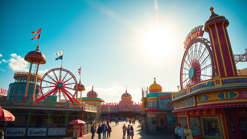 Vibrant Coney Island Amusement Park in New York City