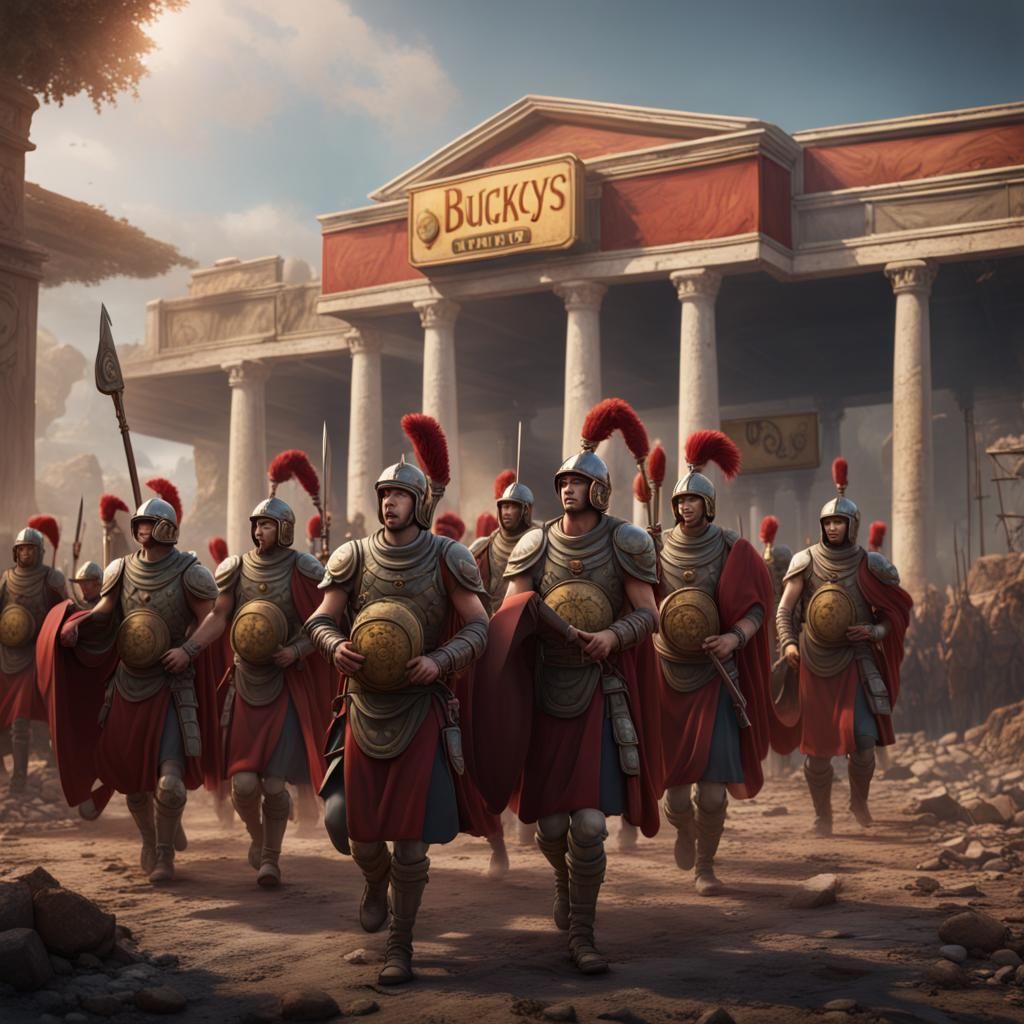 Roman Legion Stops at Bucky's: Detailed Matte Painting
