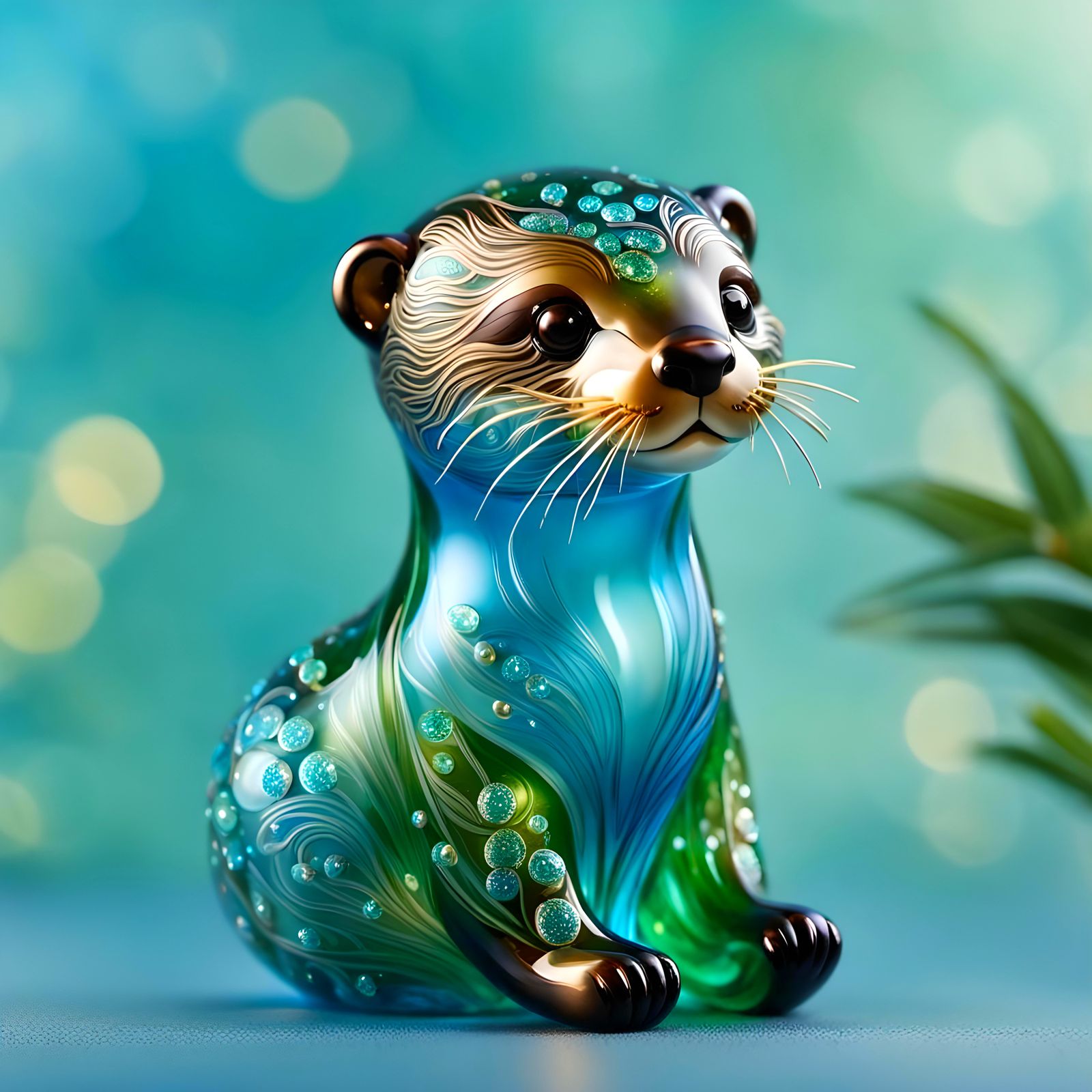 enameled glass figurine 🦦 baby otter