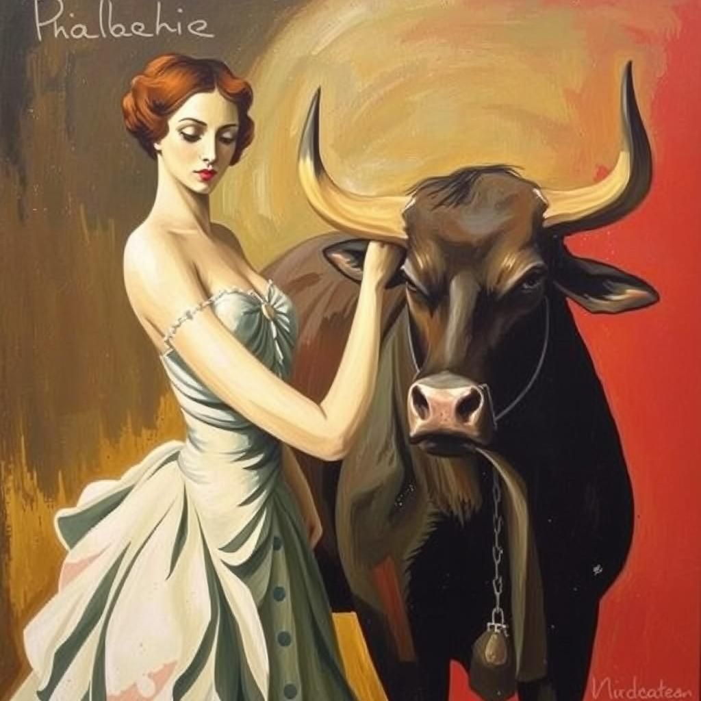 A woman and a bull