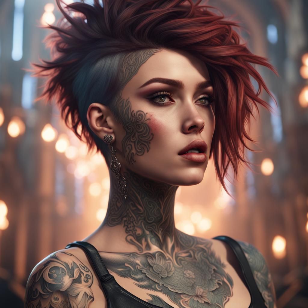 Attractive Metalcore Singer with Tattoos: Detailed Matte Pai...