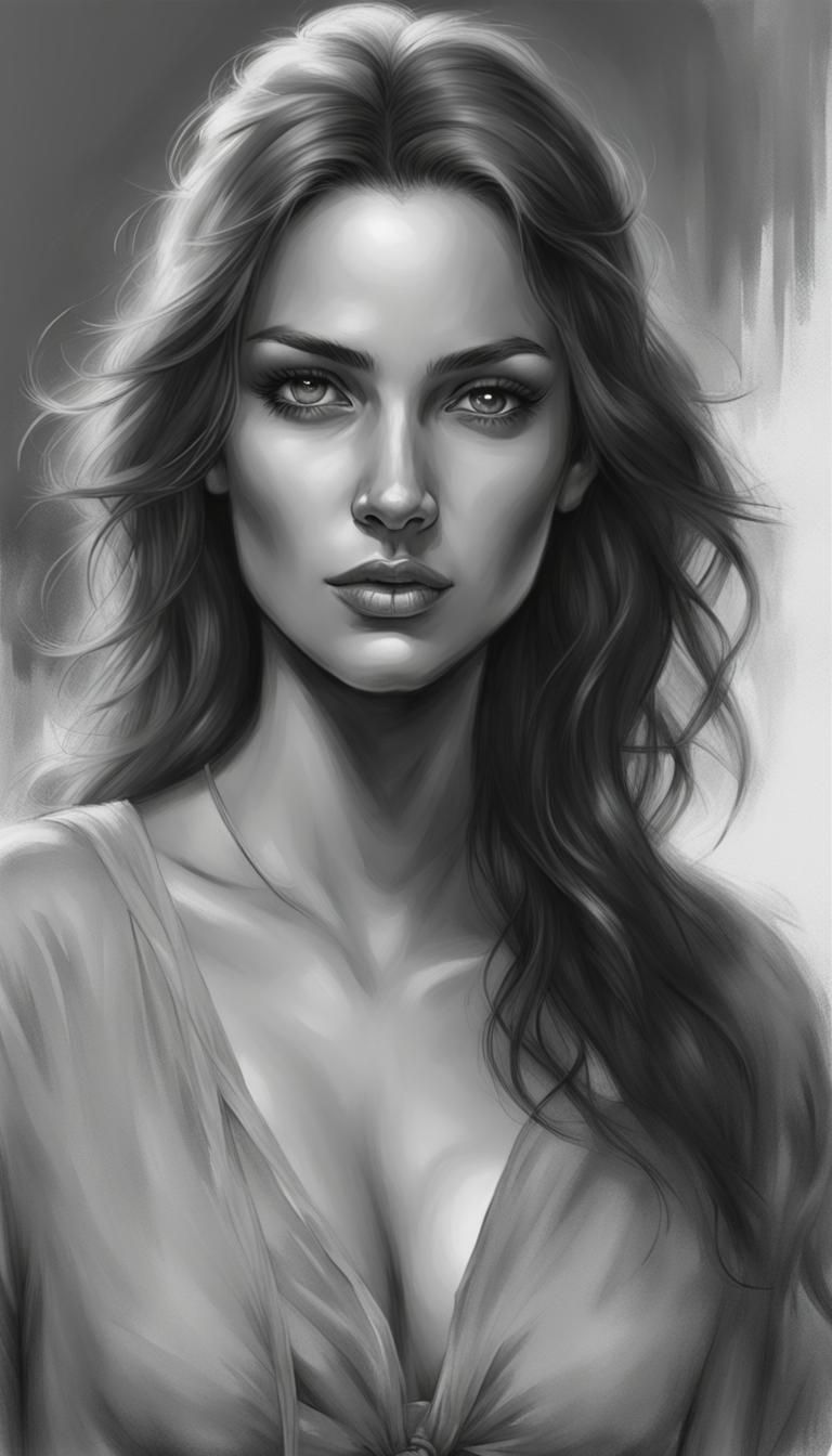 Elegant Pencil Drawing of a Beautiful Woman