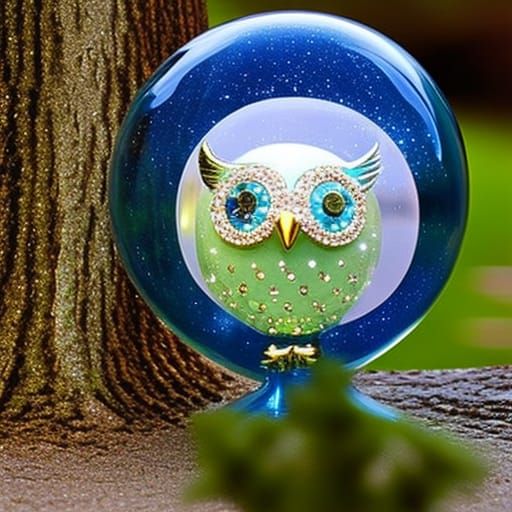 Sparkling Owl Inside Glass Orb
