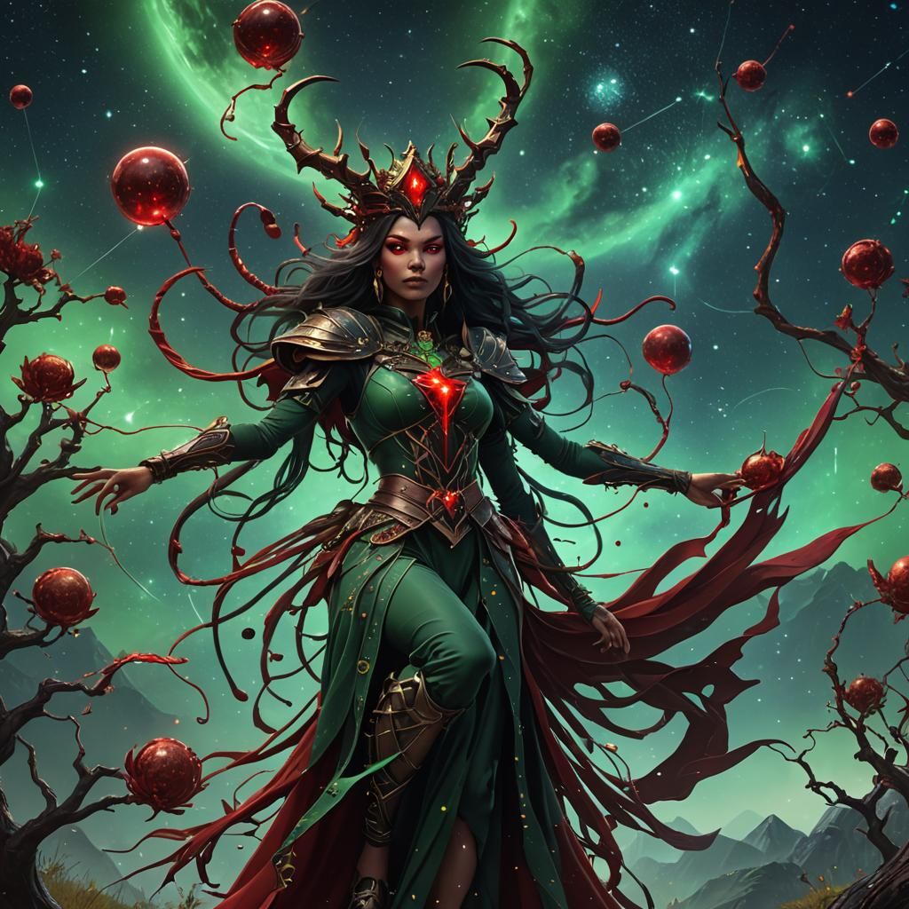 Scorpio Constellation Witch Queen in Detailed Matte Painting