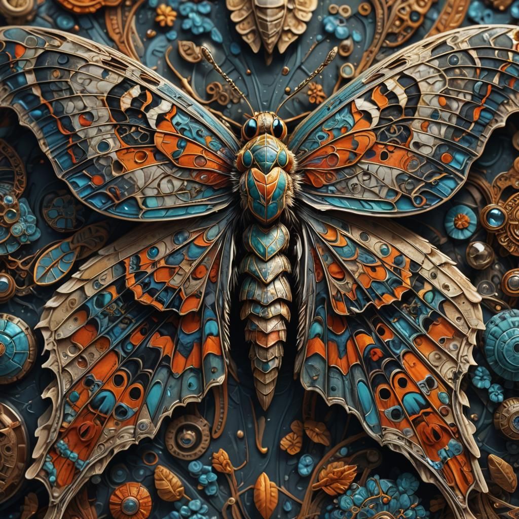 Macro Moth Portrait in Hyper-Realistic Style