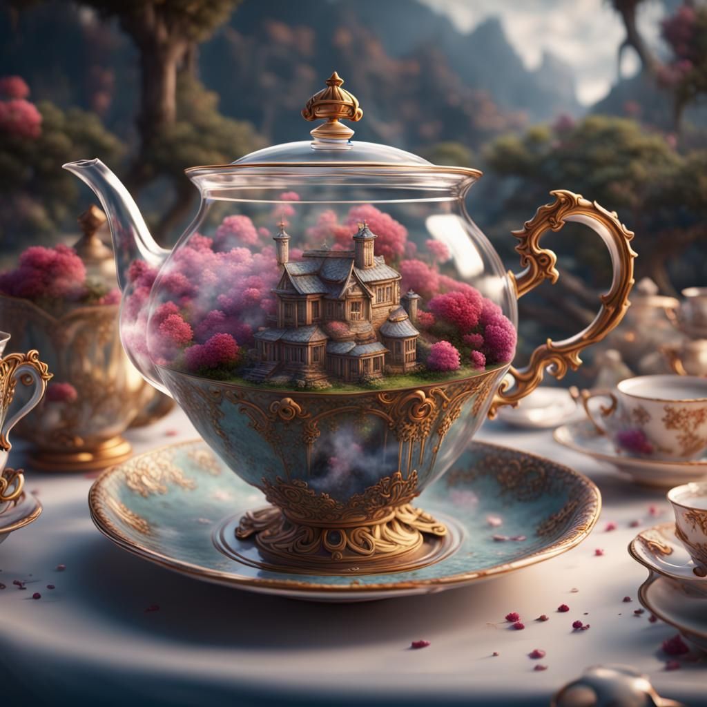 Fantastical Tea Party in a Clear Teacup