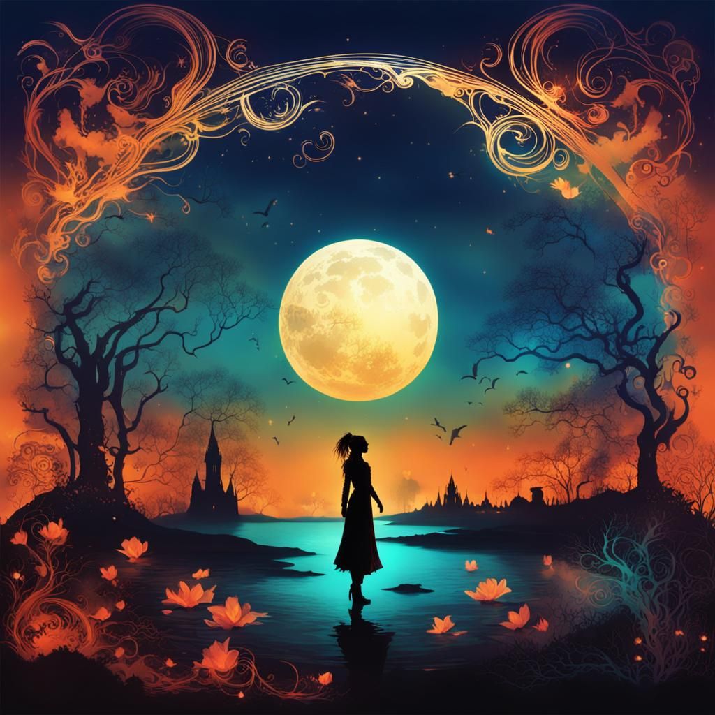 Glowing Silhouette of a Beautiful Woman: Fantasy Art