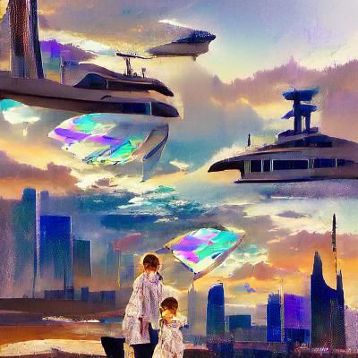 Cyberpunk Cityscape with Flying Vehicles